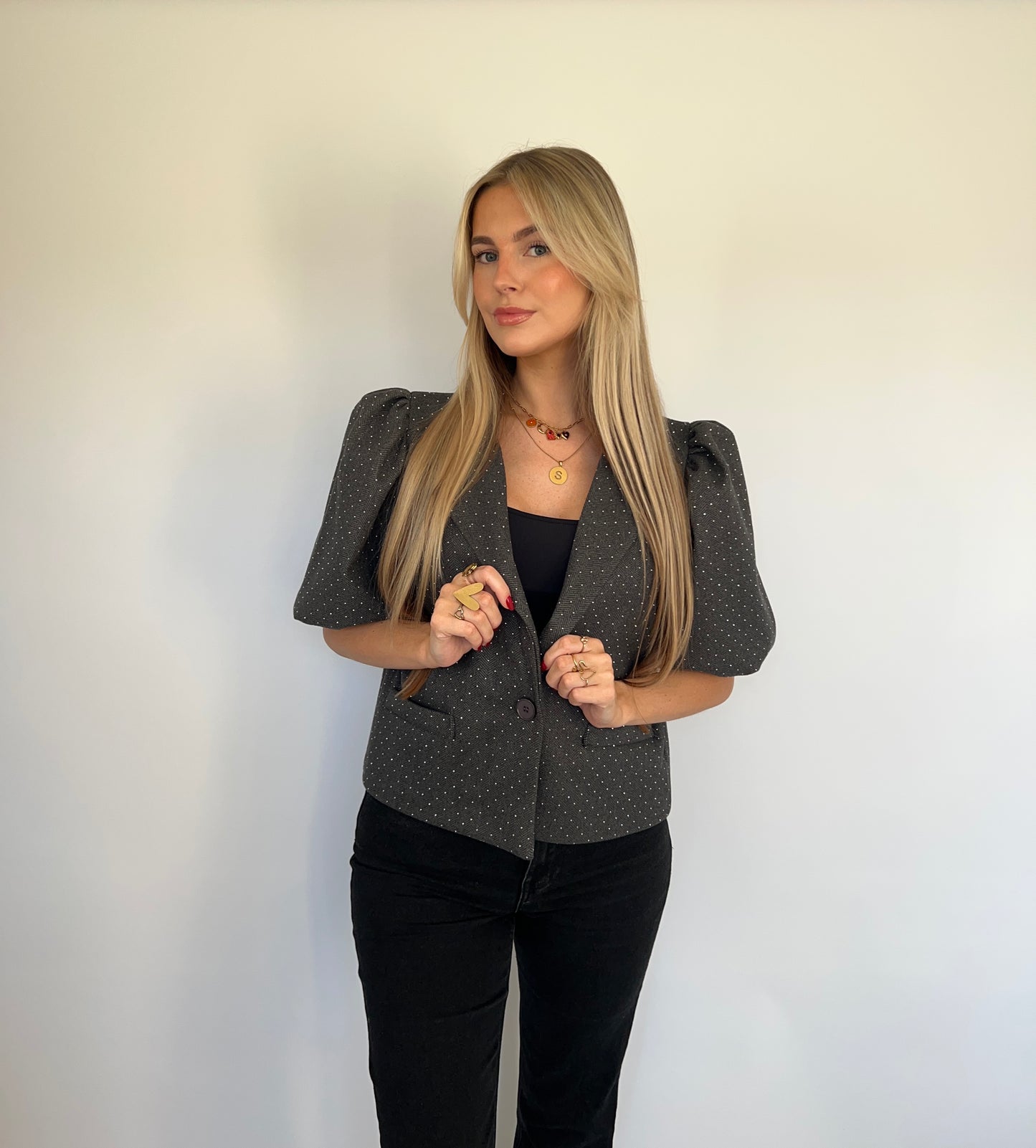 Cropped blazer Grijs Glitter